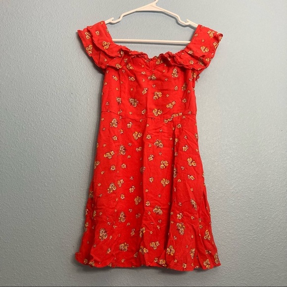 Lush OffShoulder Tank Mini Dress - Juniors Small - Ruffle/Floral - Picture 1 of 8